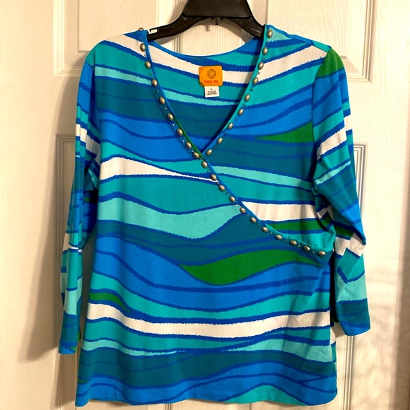 Ruby Rd  Womans v neck top cotton/spandex size L - Picture 1 of 6